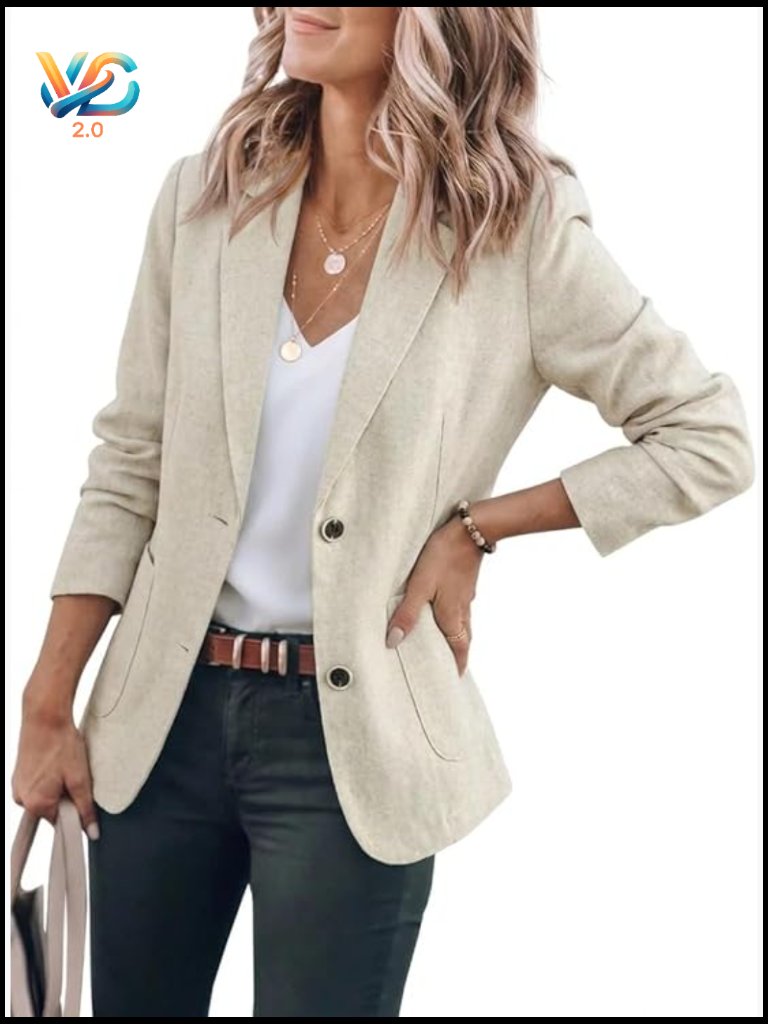 Cotton Linen Blazer Long Sleeve Casual Loose Fit Standard Size